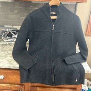 Smartwool Men’ Full Zip Sweater Charcoal Gray 100% Merino Wool Large Heavy warm